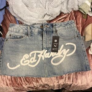 ed hardy denim skirt